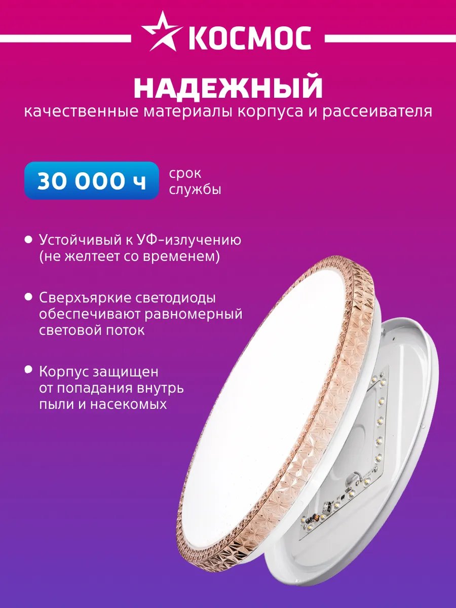 Светильник светодиодный потолочный Космос MYSTERY 36Вт 6500К без ДУ